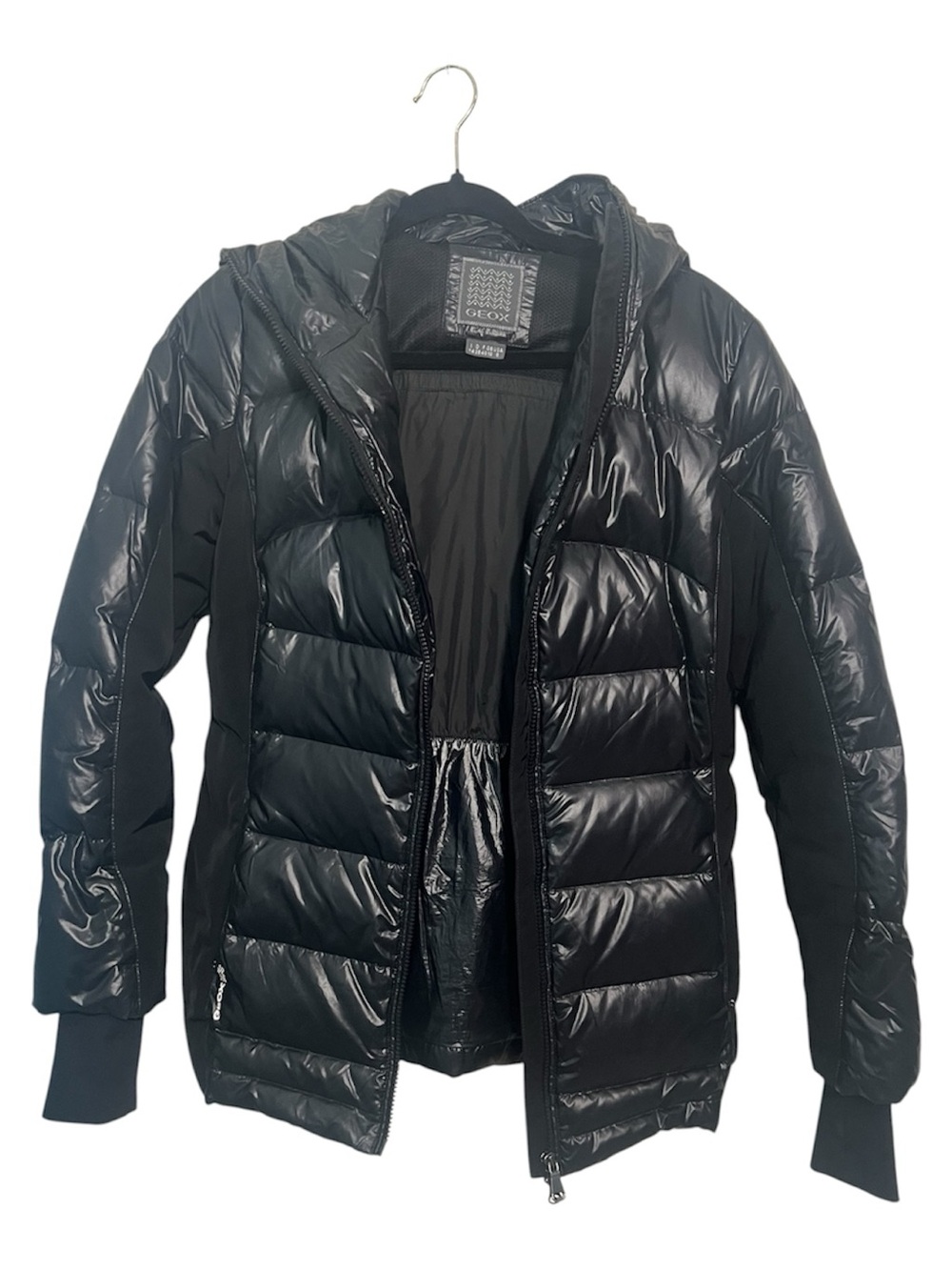 Geox Women’s Black Quilted Hooded Puffer Coat Size 8